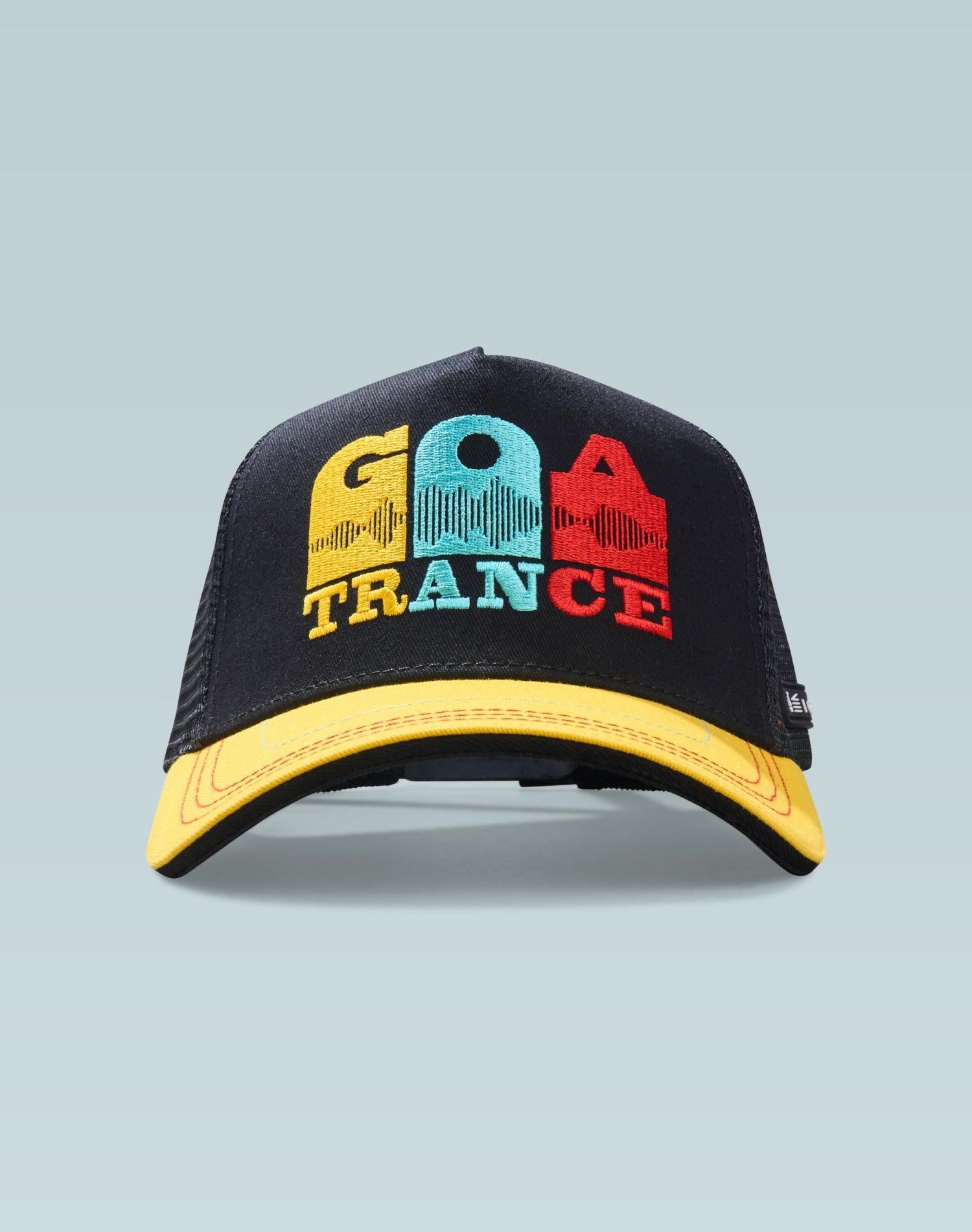 Goa Trance Black and Yellow Cotton Trucker Cap