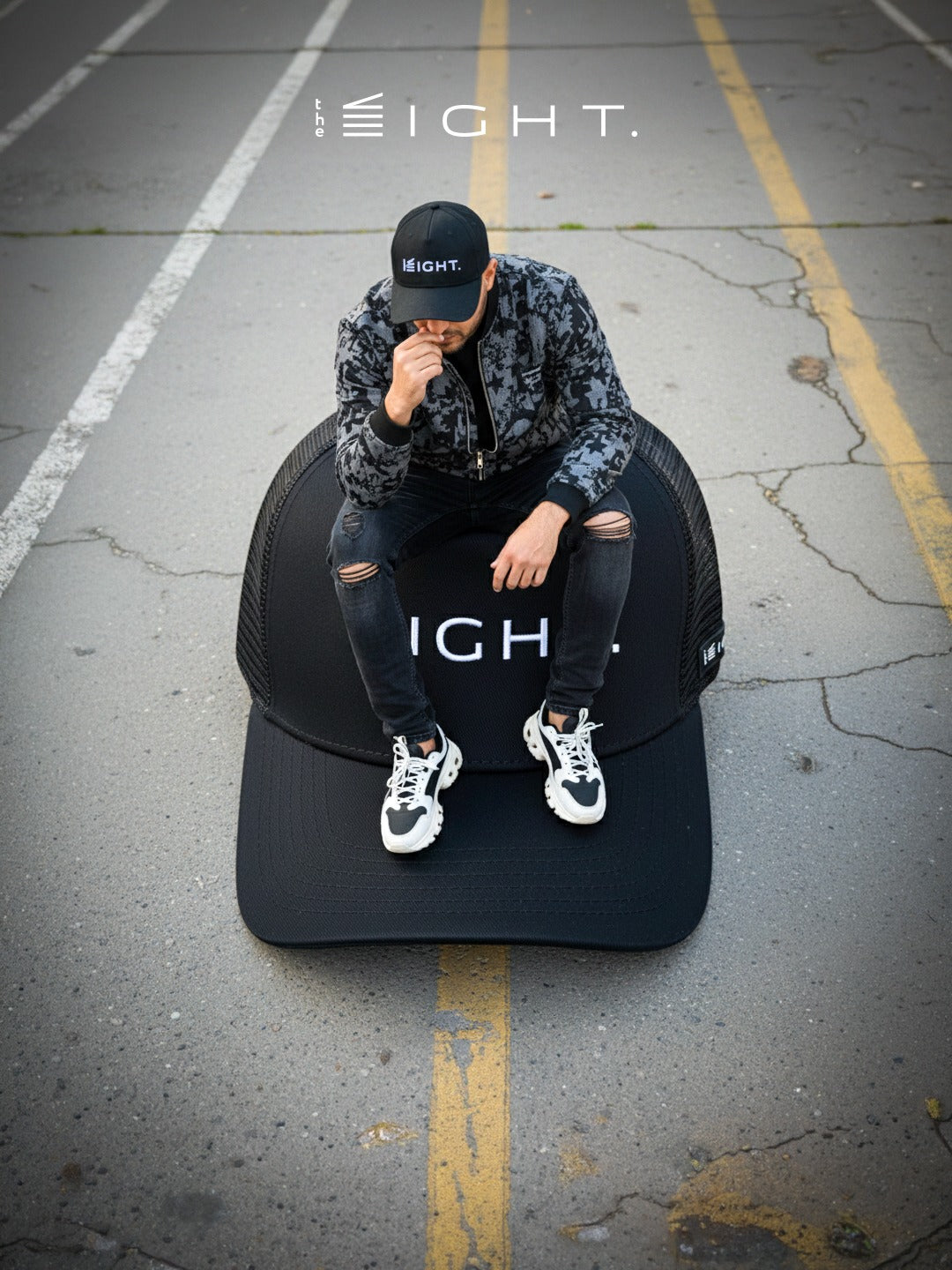 The ight Logo Black Cotton Trucker Cap