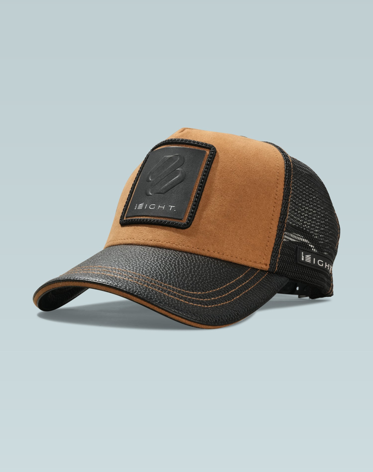 Aphrodite Brown Leather & Suede Trucker Cap