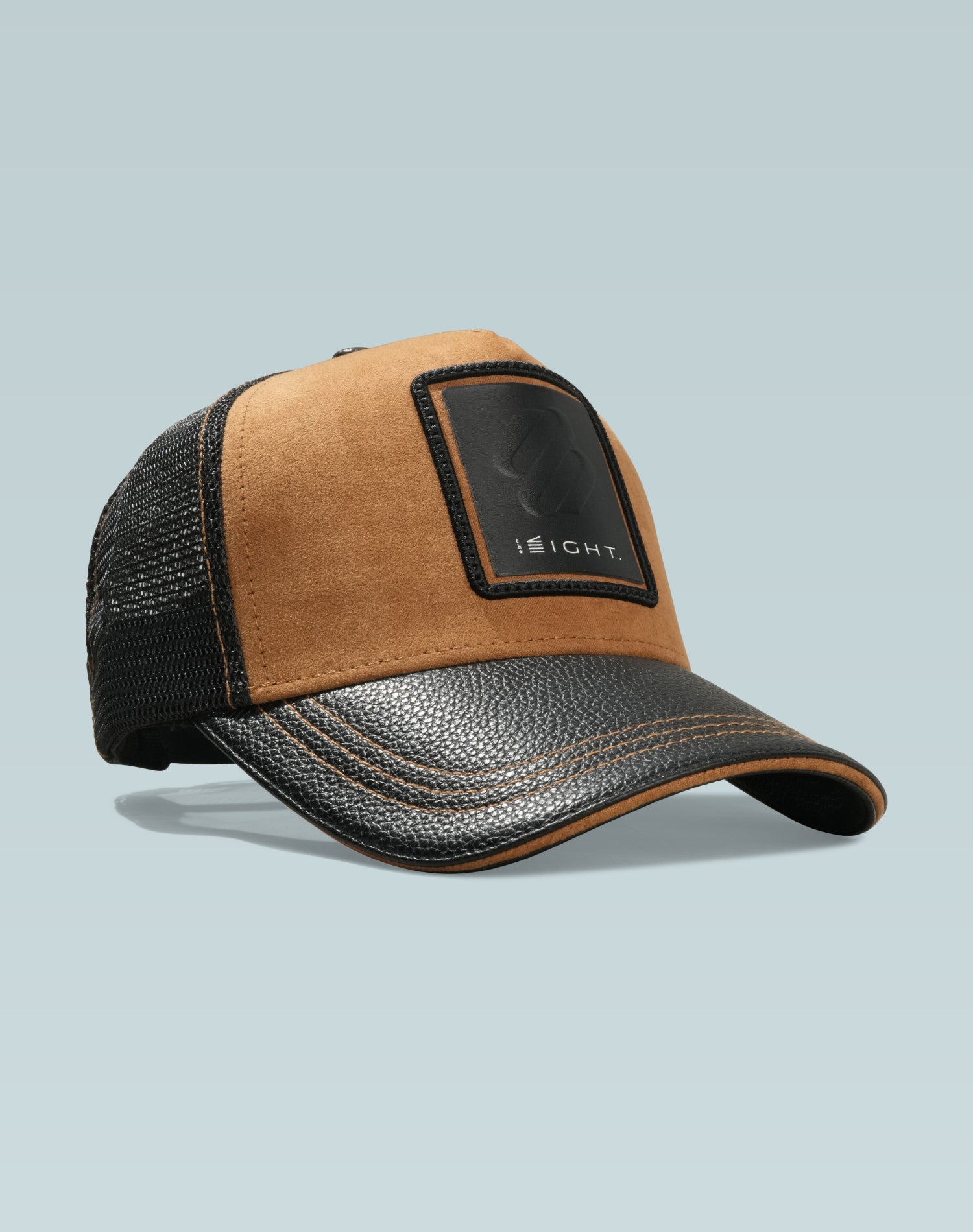 Aphrodite Brown Leather & Suede Trucker Cap