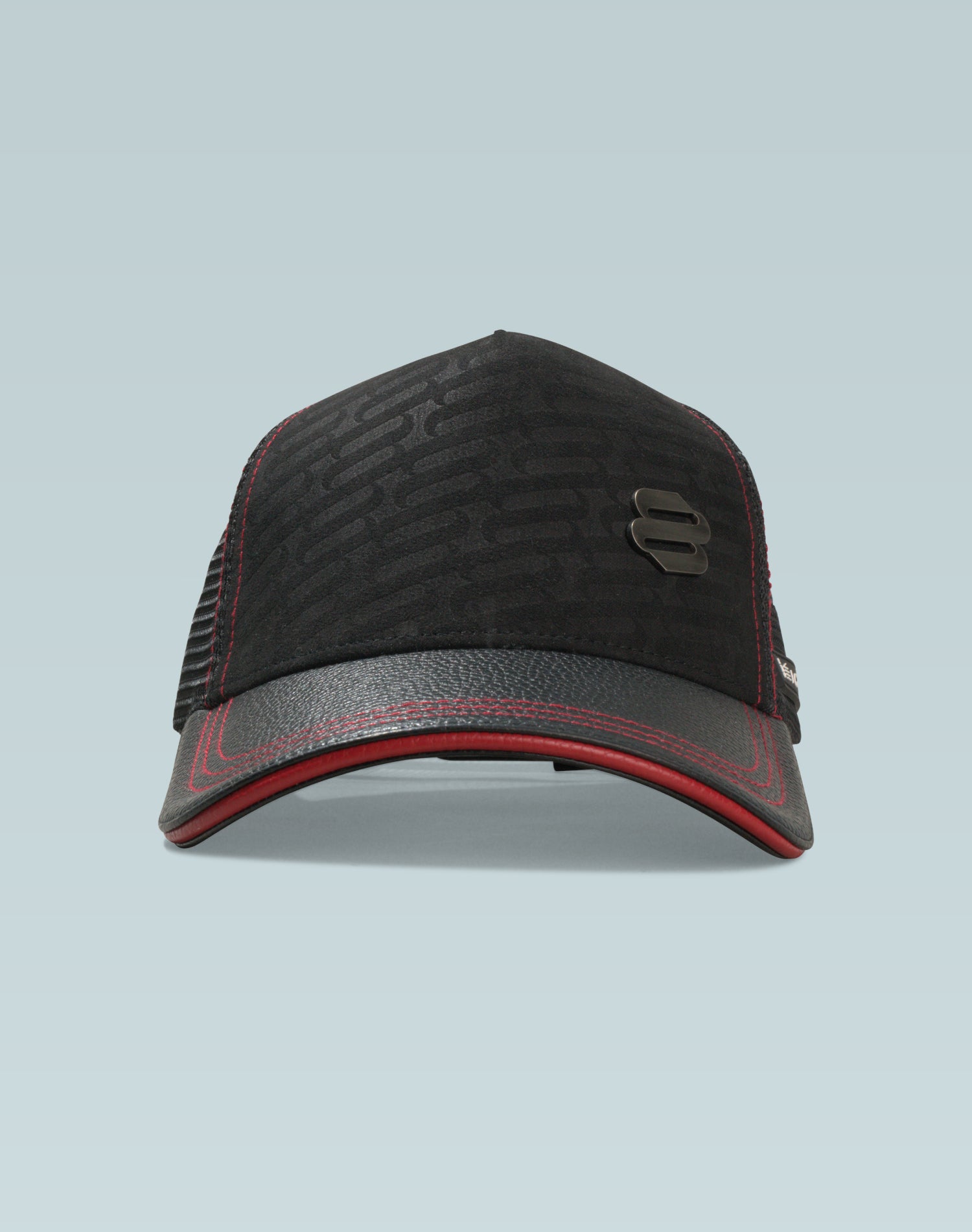 Melanos Black Leather Trucker Cap