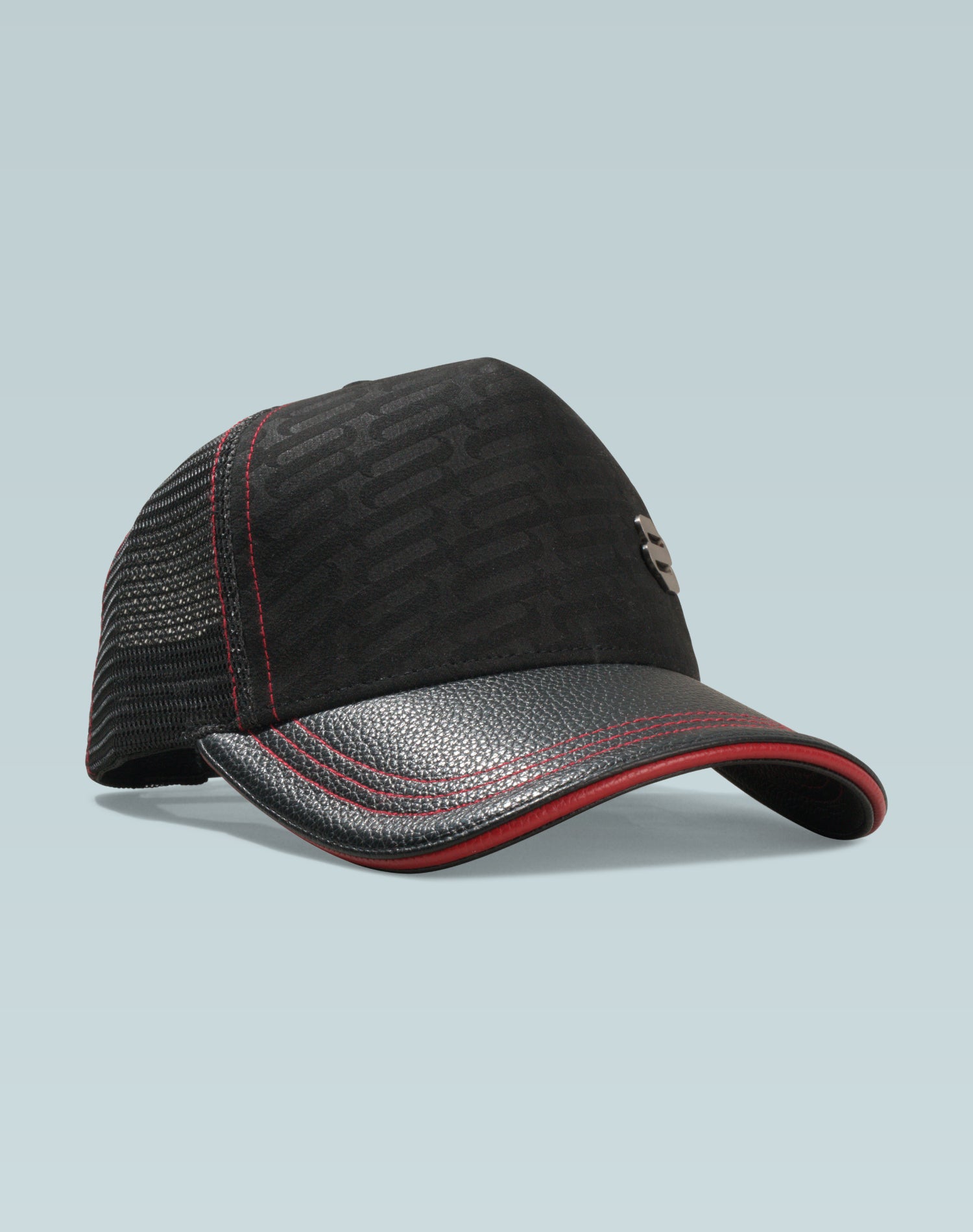 Melanos Black Leather Trucker Cap